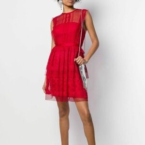 Three Floor Red Tiered Fearless Dress Size 0